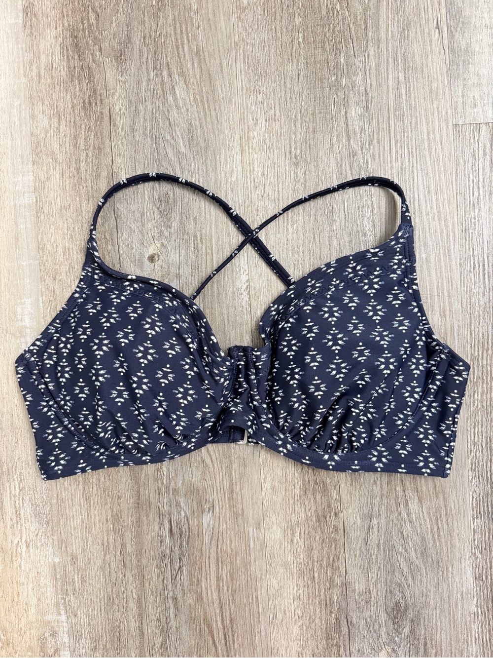 Athleta Women’s Navy Printed Underwire Swimsuit Top, size 36 D/DD like NEW🔥